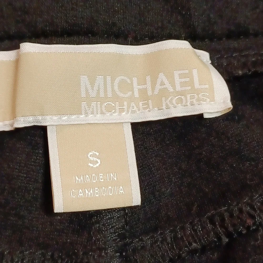 Michael Kors Womens Black Ponte‎ Knit Skinny Pants QF33B01EZT Size S MK Logo